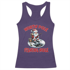 Funny Christmas Fishing Racerback Tank Top North Pole Fishing Hole Cute Santa TS11 Purple Print Your Wear