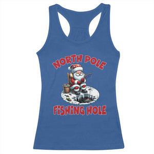 Funny Christmas Fishing Racerback Tank Top North Pole Fishing Hole Cute Santa TS11 Royal Blue Print Your Wear