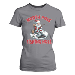 Funny Christmas Fishing T Shirt For Women North Pole Fishing Hole Cute Santa TS11 Charcoal Print Your Wear