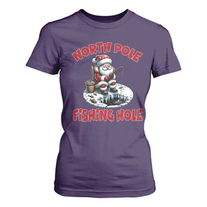 Funny Christmas Fishing T Shirt For Women North Pole Fishing Hole Cute Santa TS11 Purple Print Your Wear