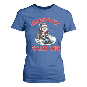 Funny Christmas Fishing T Shirt For Women North Pole Fishing Hole Cute Santa TS11 Royal Blue Print Your Wear