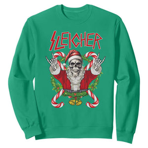 Christmas Heavy Metal Sweatshirt Sleigher Skeleton Santa Xmas Wreath TS11 Irish Green Print Your Wear