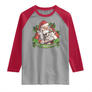 Christmas Cats Owner Raglan Shirt Cats For Everybody Vintage Santa Mistletoe TS11 Sport Gray Red Print Your Wear