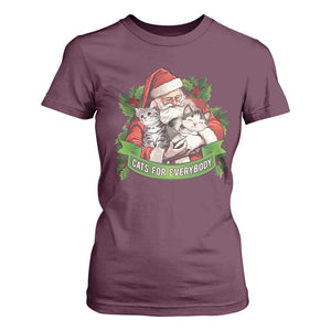 Christmas Cats Owner T Shirt For Women Cats For Everybody Vintage Santa Mistletoe TS11 Maroon Print Your Wear