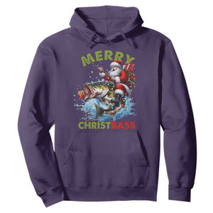 Funny Christmas Fishing Hoodie Merry Christbass Santa Xmas Tree TS11 Purple Print Your Wear