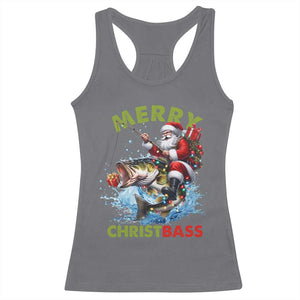 Funny Christmas Fishing Racerback Tank Top Merry Christbass Santa Xmas Tree TS11 Charcoal Print Your Wear