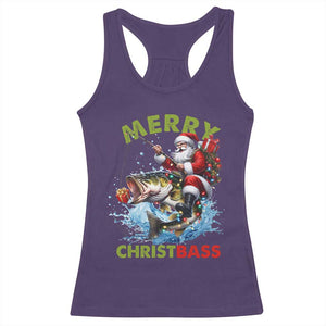 Funny Christmas Fishing Racerback Tank Top Merry Christbass Santa Xmas Tree TS11 Purple Print Your Wear