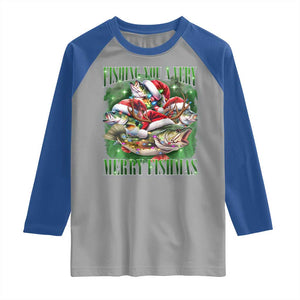 Funny Fishing Christmas Raglan Shirt Fishing You A Very Merry Fishmas Santa Hat TS11 Sport Gray Royal Print Your Wear