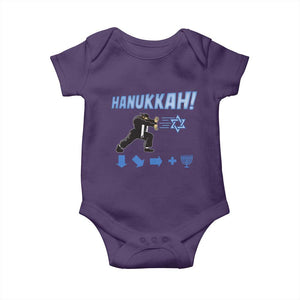 Funny Hanukkah Arcade Game Baby Onesie Jewish Fighter Menorah Star Of David TS11 Purple Print Your Wear