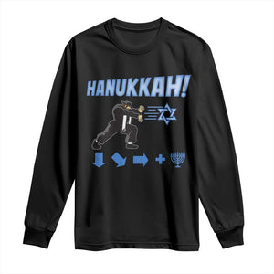 Funny Hanukkah Arcade Game Long Sleeve Shirt Jewish Fighter Menorah Star Of David TS11 Black Print Your Wear