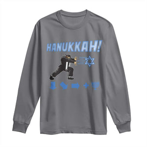 Funny Hanukkah Arcade Game Long Sleeve Shirt Jewish Fighter Menorah Star Of David TS11 Charcoal Print Your Wear
