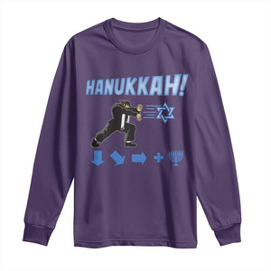 Funny Hanukkah Arcade Game Long Sleeve Shirt Jewish Fighter Menorah Star Of David TS11 Purple Print Your Wear
