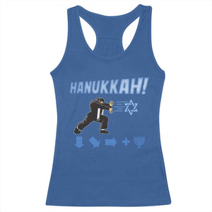 Funny Hanukkah Arcade Game Racerback Tank Top Jewish Fighter Menorah Star Of David TS11 Royal Blue Print Your Wear