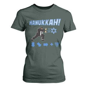Funny Hanukkah Arcade Game T Shirt For Women Jewish Fighter Menorah Star Of David TS11 Dark Forest Green Print Your Wear