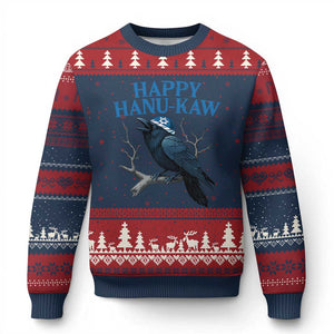 Funny Hanukkah Crow Ugly Christmas Sweater Happy Hanukaw Jewish Holiday TS11 Navy Red Print Your Wear