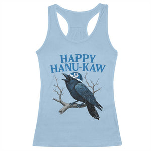Funny Hanukkah Crow Racerback Tank Top Happy Hanukaw Jewish Holiday TS11 Light Blue Print Your Wear