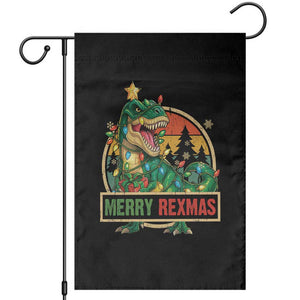 Funny Christmas Dinosaur Garden Flag Merry Rexmas Dino Xmas Tree TS11 Black Print Your Wear