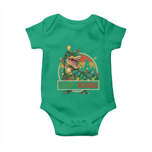 Funny Christmas Dinosaur Baby Onesie Merry Rexmas Dino Xmas Tree TS11 Irish Green Print Your Wear