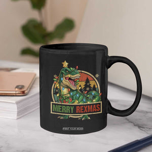 Funny Christmas Dinosaur Coffee Mug Merry Rexmas Dino Xmas Tree TS11 Print Your Wear
