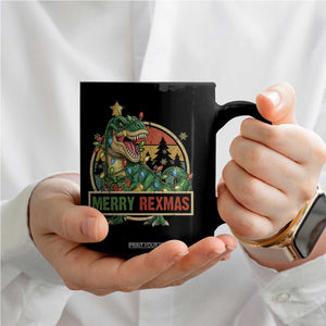 Funny Christmas Dinosaur Coffee Mug Merry Rexmas Dino Xmas Tree - Print Your Wear