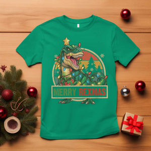 Funny Christmas Dinosaur T Shirt Merry Rexmas Dino Xmas Tree TS11 Irish Green Print Your Wear