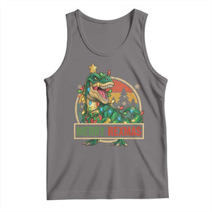 Funny Christmas Dinosaur Tank Top Merry Rexmas Dino Xmas Tree TS11 Deep Heather Print Your Wear