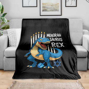 Funny Hanukkah Dinosaur Throw Blanket Menorasaurus Rex Jewish Holiday Chanukkah TS11 Print Your Wear