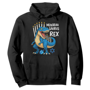 Funny Hanukkah Dinosaur Hoodie Menorasaurus Rex Jewish Holiday Chanukkah TS11 Black Print Your Wear
