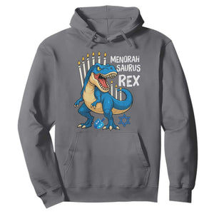 Funny Hanukkah Dinosaur Hoodie Menorasaurus Rex Jewish Holiday Chanukkah TS11 Charcoal Print Your Wear