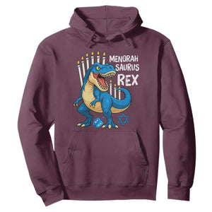 Funny Hanukkah Dinosaur Hoodie Menorasaurus Rex Jewish Holiday Chanukkah TS11 Maroon Print Your Wear