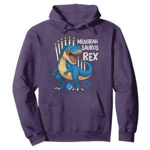 Funny Hanukkah Dinosaur Hoodie Menorasaurus Rex Jewish Holiday Chanukkah TS11 Purple Print Your Wear