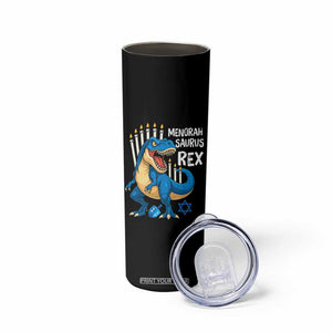 Funny Hanukkah Dinosaur Skinny Tumbler Menorasaurus Rex Jewish Holiday Chanukkah TS11 Print Your Wear