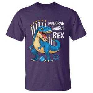 Funny Hanukkah Dinosaur T Shirt Menorasaurus Rex Jewish Holiday Chanukkah TS11 Purple Print Your Wear