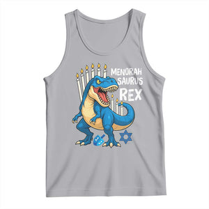 Funny Hanukkah Dinosaur Tank Top Menorasaurus Rex Jewish Holiday Chanukkah TS11 Athletic Heather Print Your Wear