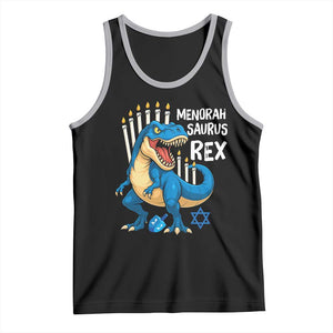 Funny Hanukkah Dinosaur Tank Top Menorasaurus Rex Jewish Holiday Chanukkah TS11 Black Athletic Heather Print Your Wear