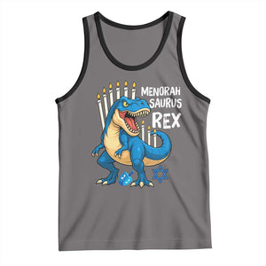 Funny Hanukkah Dinosaur Tank Top Menorasaurus Rex Jewish Holiday Chanukkah TS11 Deep Heather Black Print Your Wear