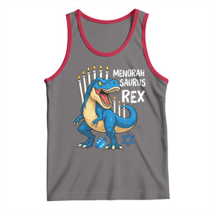 Funny Hanukkah Dinosaur Tank Top Menorasaurus Rex Jewish Holiday Chanukkah TS11 Deep Heather Red Print Your Wear
