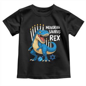 Funny Hanukkah Dinosaur Toddler T Shirt Menorasaurus Rex Jewish Holiday Chanukkah TS11 Black Print Your Wear