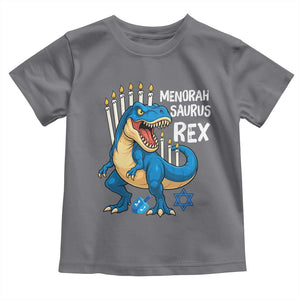 Funny Hanukkah Dinosaur Toddler T Shirt Menorasaurus Rex Jewish Holiday Chanukkah TS11 Charcoal Print Your Wear
