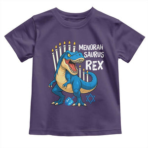 Funny Hanukkah Dinosaur Toddler T Shirt Menorasaurus Rex Jewish Holiday Chanukkah TS11 Purple Print Your Wear