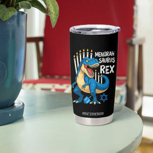 Funny Hanukkah Dinosaur Tumbler Cup Menorasaurus Rex Jewish Holiday Chanukkah TS11 Print Your Wear
