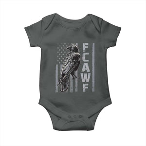Funny F CAW F Crow Baby Onesie Vintage American Flag TS11 Dark Heather Print Your Wear