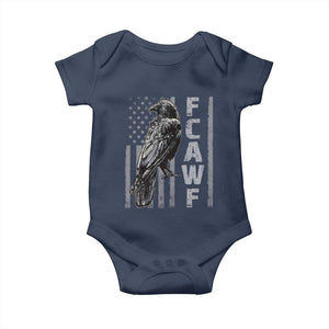 Funny F CAW F Crow Baby Onesie Vintage American Flag TS11 Navy Print Your Wear