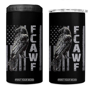 Funny F CAW F Crow 4 in 1 Can Cooler Tumbler Vintage American Flag TS11 One Size: 16 oz Black Print Your Wear