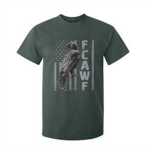 Funny F CAW F Crow T Shirt For Kid Vintage American Flag TS11 Dark Forest Green Print Your Wear