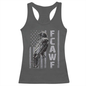 Funny F CAW F Crow Racerback Tank Top Vintage American Flag TS11 Dark Heather Print Your Wear