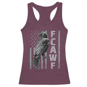 Funny F CAW F Crow Racerback Tank Top Vintage American Flag TS11 Maroon Print Your Wear
