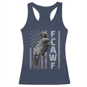 Funny F CAW F Crow Racerback Tank Top Vintage American Flag TS11 Navy Print Your Wear
