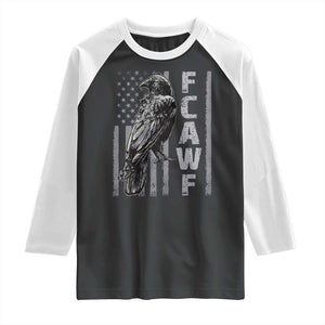 Funny F CAW F Crow Raglan Shirt Vintage American Flag TS11 Black White Print Your Wear