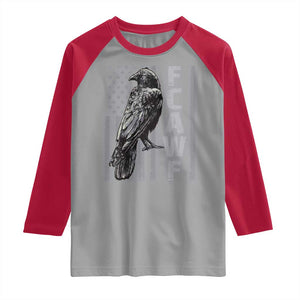 Funny F CAW F Crow Raglan Shirt Vintage American Flag TS11 Sport Gray Red Print Your Wear